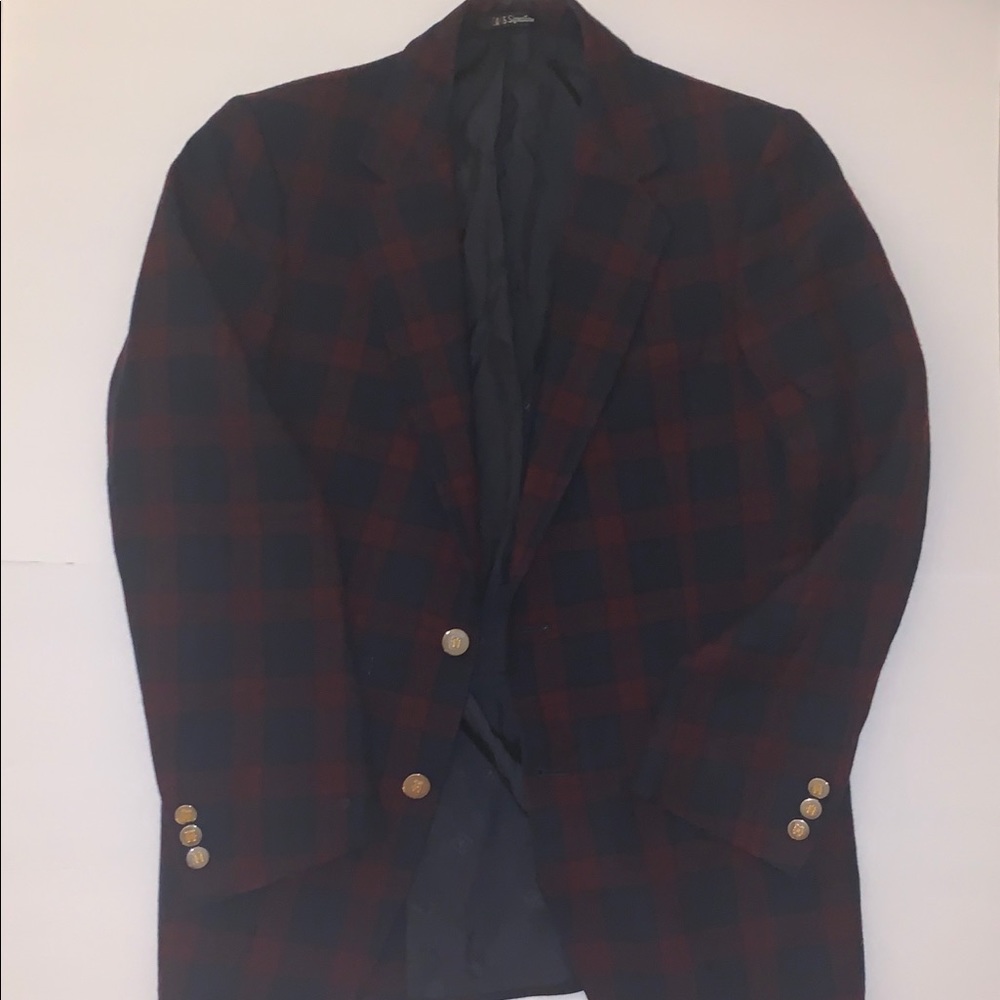 DAKS London wool tartan blazer